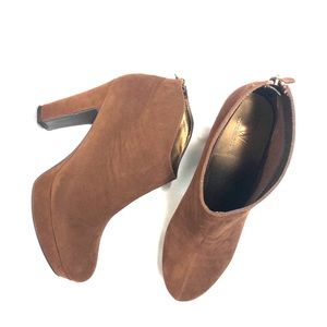 Worthington Faux Suede Cognac/Brown Heeled Booties